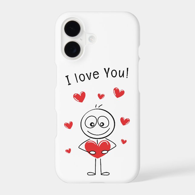 I Love You Stick Figure Cute Hearts iPhone Case (Back)