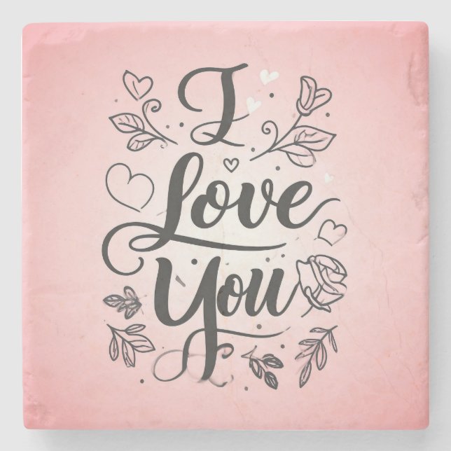 I love you  stone coaster (Front)