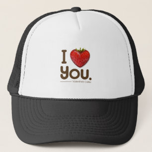 I love you, strawberry heart trucker hat