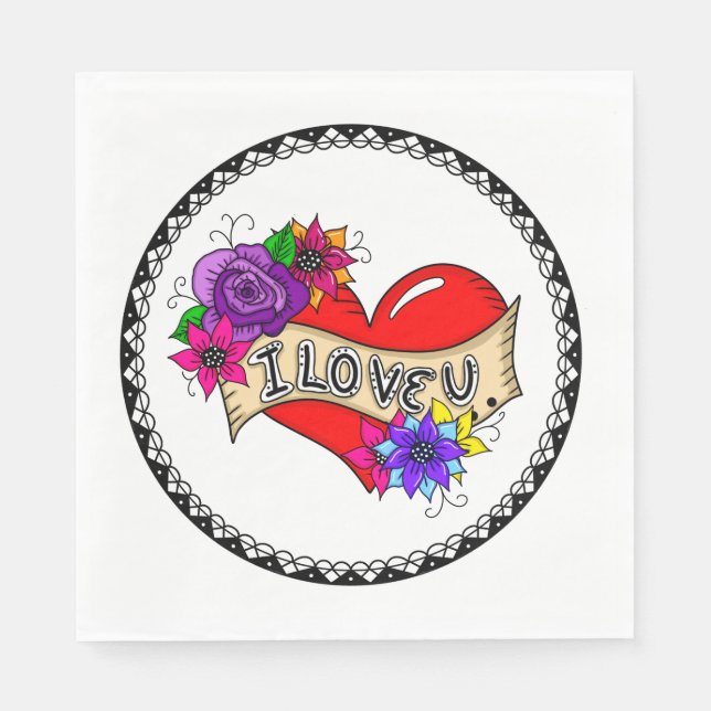 I Love You | Street Art Graffiti Urban Heart   Napkins (Front)