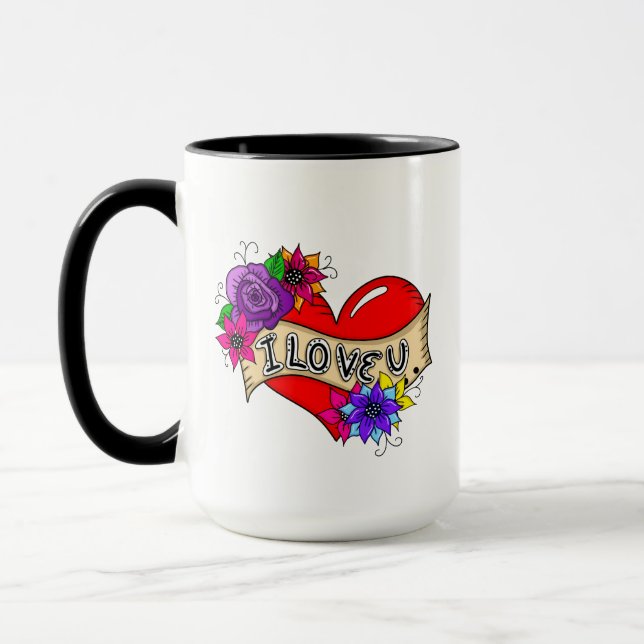 I Love You | Street Art Urban Heart  Personalized  Mug (Left)