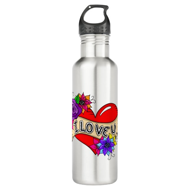 I Love You | Street Art Urban Heart    Stainless Steel Water Bottle (Front)
