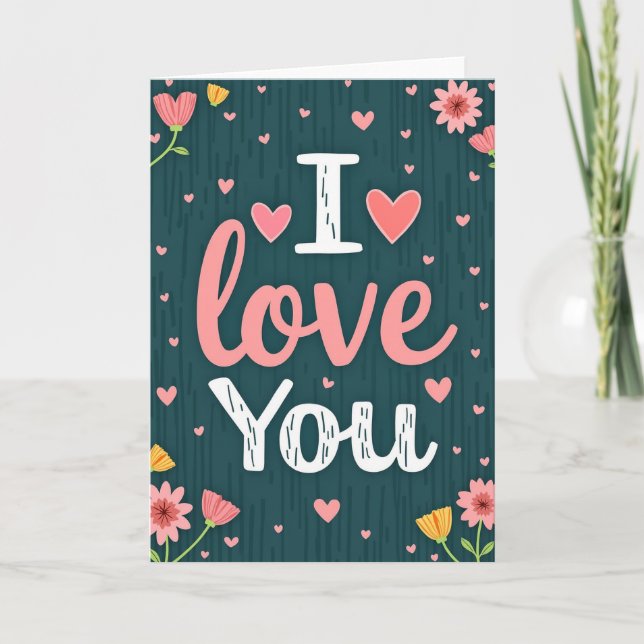 I Love You Striped Texture Card (Front)
