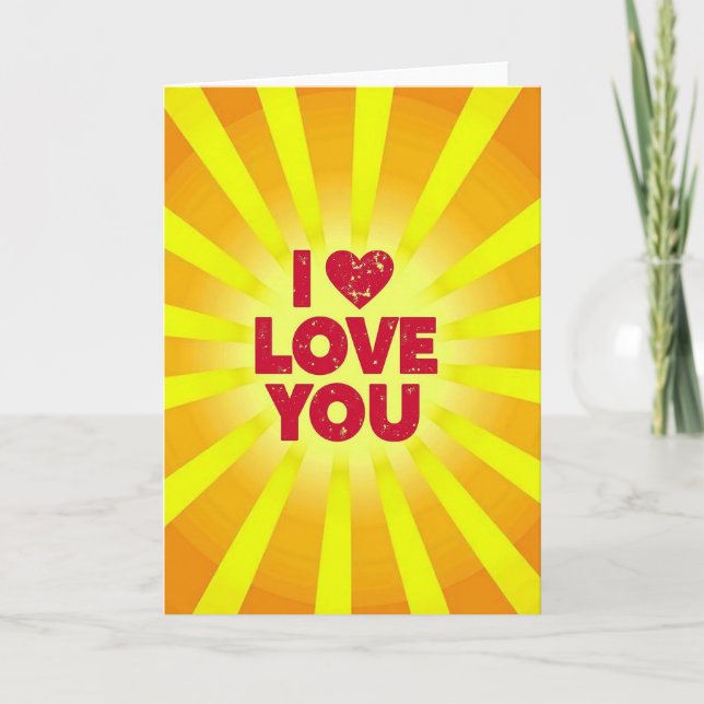 I Love You Sunburst Heart Card (Front)
