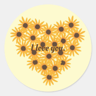 I love you, Sunflower Heart Stickers