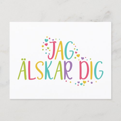 I love you swedish jag alskar dig rainbow  postcard