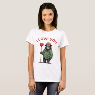 I Love You - Sweet shy gorilla with heart T-Shirt