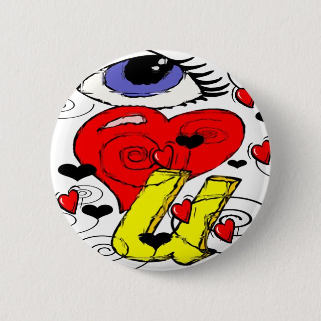 I LOVE YOU SYMBOLS PINBACK BUTTON (Front)