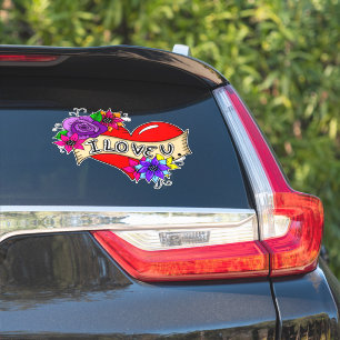 I Love You Tattoo Art Style Heart Wedding Car Sticker