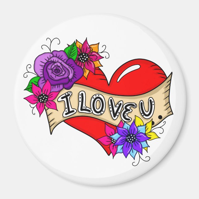 I Love You | Tattoo Heart Art Personalized  Magnet (Front)