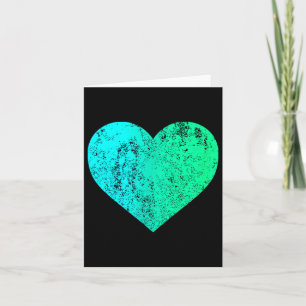 I Love You Teal Heart Distressed Valentine's Day Card