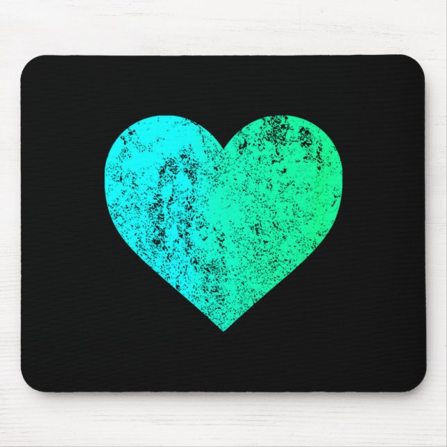 I Love You Teal Heart Distressed Valentines Day  Mouse Pad (Front)