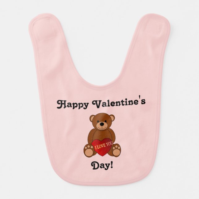 I Love You Teddy Baby Bib (Front)