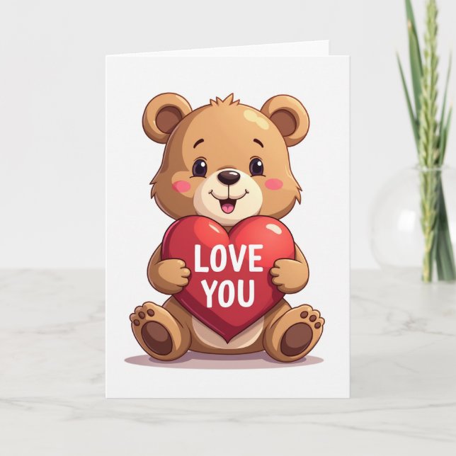 I Love You Teddy Bear Card (Front)