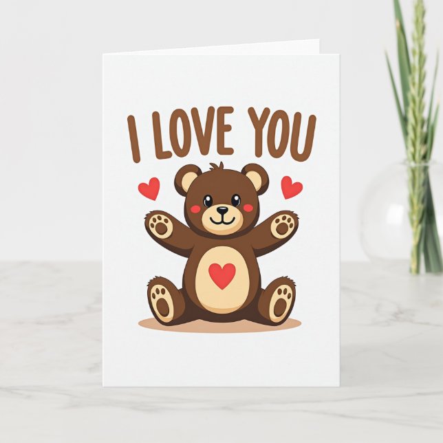 I Love You Teddy Bear Heart Card (Front)
