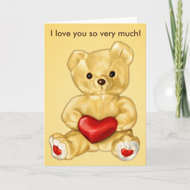 I Love You Teddy Bear Husband Valentines Day Card (Front)