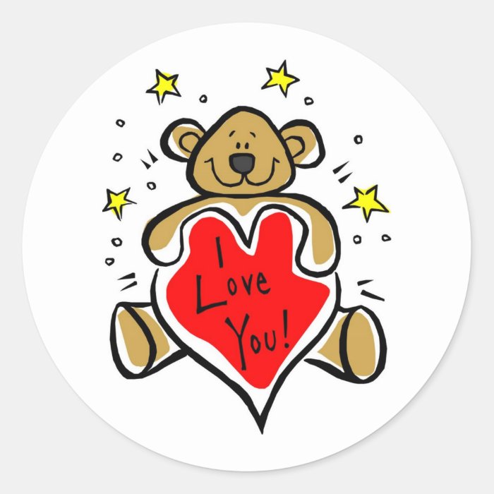 Love You Teddy Bear Valentine Stickers