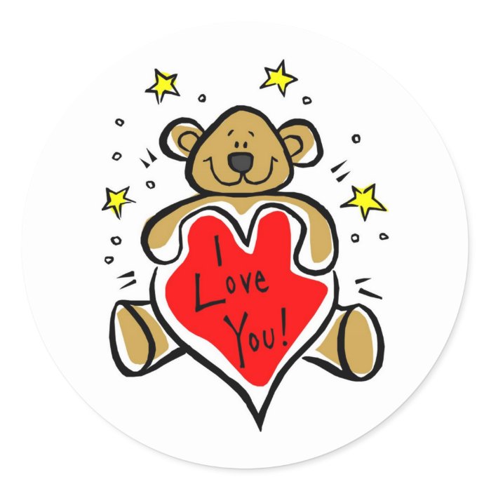 I Love You Teddy Bear Valentine Stickers