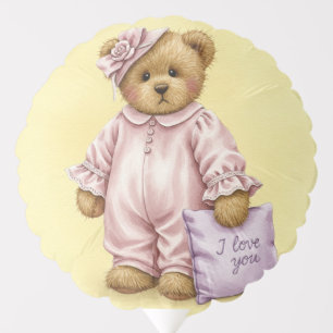 I Love You, Teddy with a Pillow, by Natasha Us Balloon