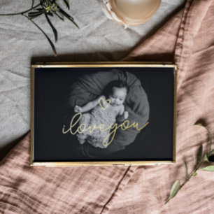 i love you TEXT GOLD HEART custom photo Foil Prints