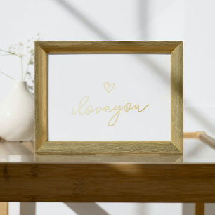 i love you TEXT GOLD HEART WALL Foil Prints