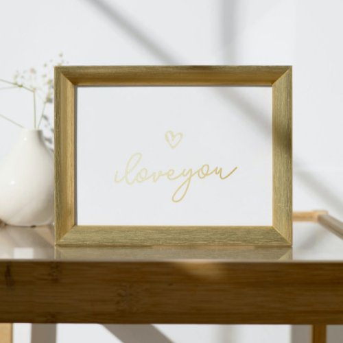 i love you TEXT GOLD HEART WALL Foil Prints