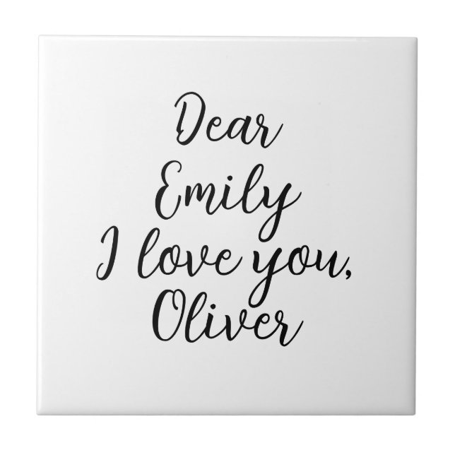 I Love You, Text Template Ceramic Tile (Front)