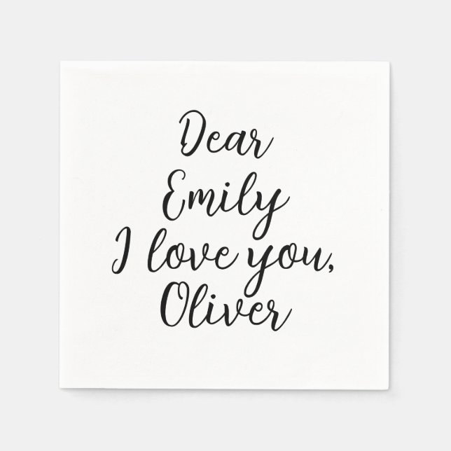  I Love You Text Template Napkins (Front)