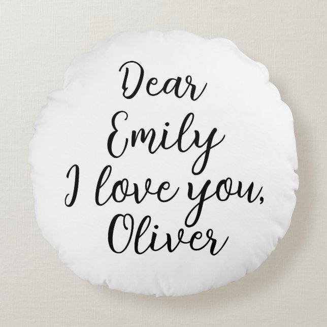  I Love You Text Template Round Pillow (Front)