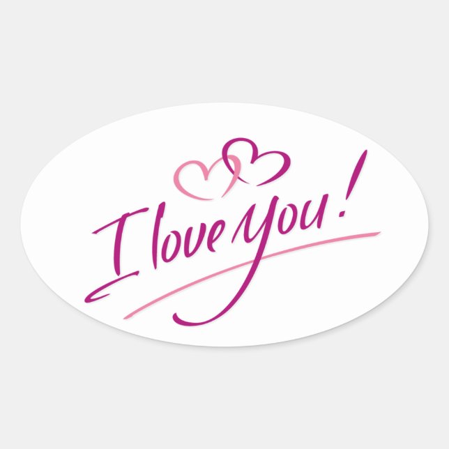 I Love you Text With Hearts - Oval Sticker (Front)
