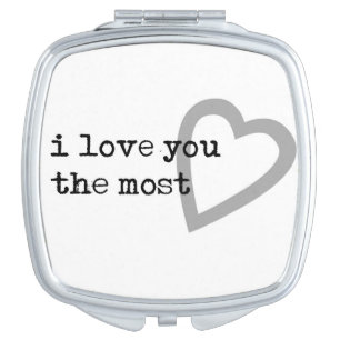 i love you the most modern black white heart makeup mirror