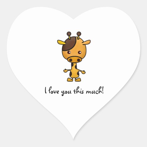 I Love You This Much Giraffe Heart Sticker