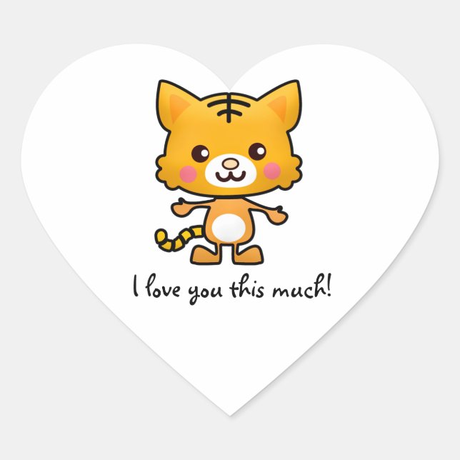 I Love You This Much Kitty Heart Sticker (Front)