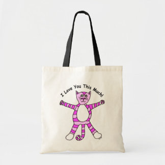 "I Love You This Much" Pinky Cat Tote Bag