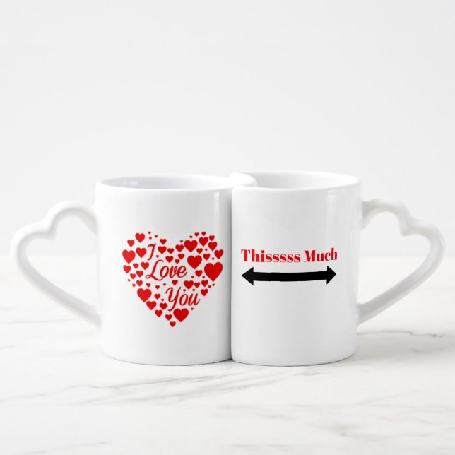 I Love you This Much Twin Coffee Mugs Cups (Front Nesting)