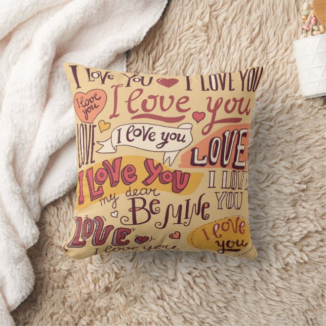 "I love you" Throw Pillow (Blanket)