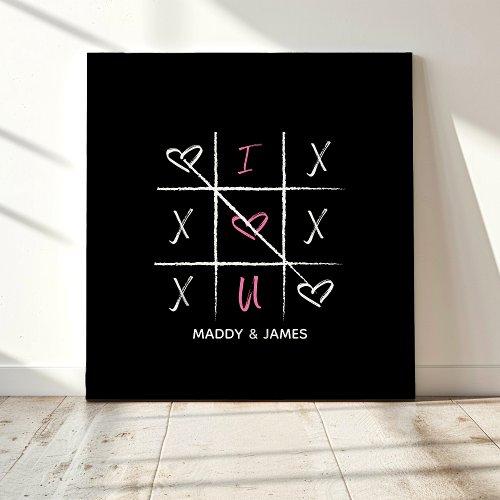 I Love You Tic Tac Toe Personalized Couples Faux Canvas Print