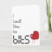 I Love You to Bits Nerdy Pixellated Heart Card (Front)