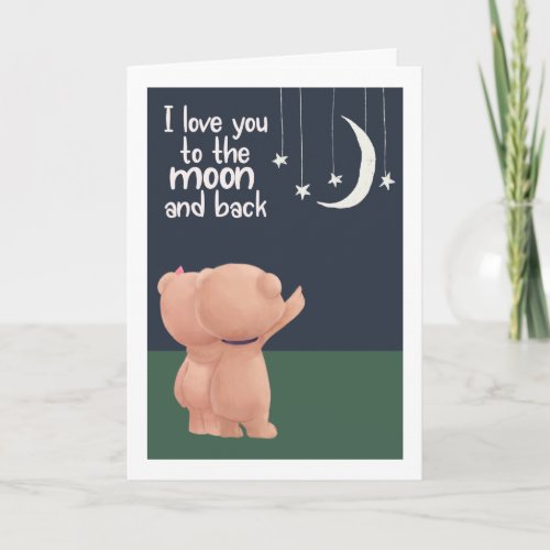 I love you to moon and back bears Valentines Day Holiday Card