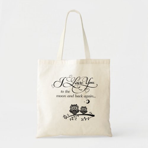 I love you to moon  back again tote bag