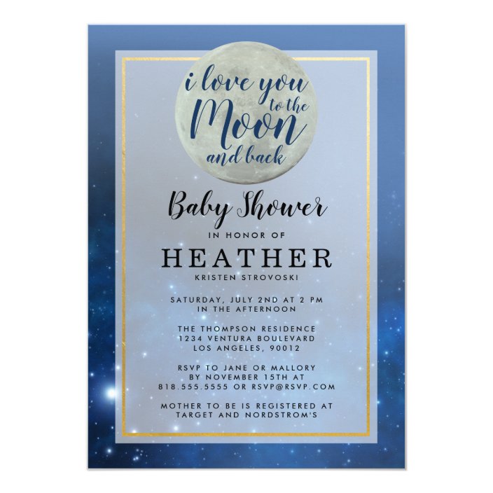 I Love You To The Moon And Back Baby Shower Invitation Zazzle Com