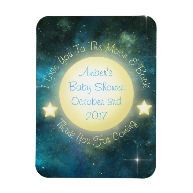 I Love You To The Moon and Back Baby Shower Magnet (Vertical)