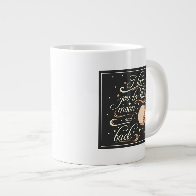 I Love You To The Moon And Back Black Large Coffee Mug (Front Right)