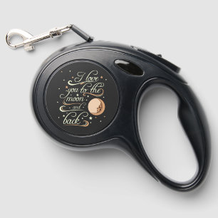 I Love You To The Moon And Back Black Retractable Pet Leash