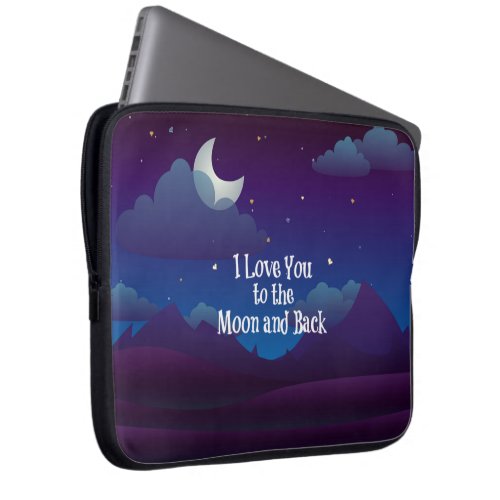 I Love You to the Moon and Back blue indigo Laptop Sleeve