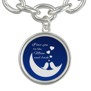 I Love You to the Moon and Back Blue/White Birds Bracelet