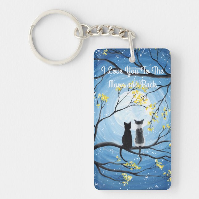 I Love You To The Moon and Back Cat Keychain (Front)