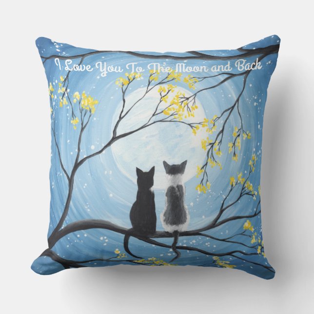 I Love You To The Moon and Back Cat Outdoor Pillow (Front)