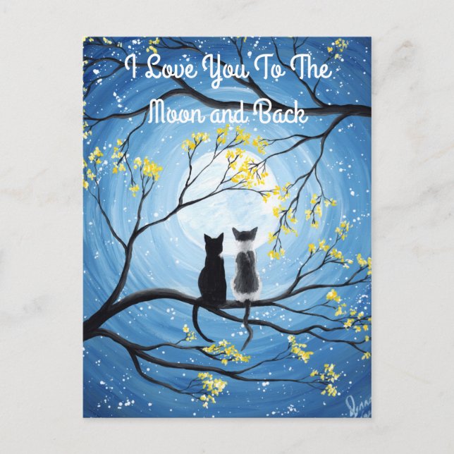 I Love You To The Moon and Back Cat Postcard (Front)