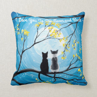 I Love You To The Moon and Back Cat Throw Pillow